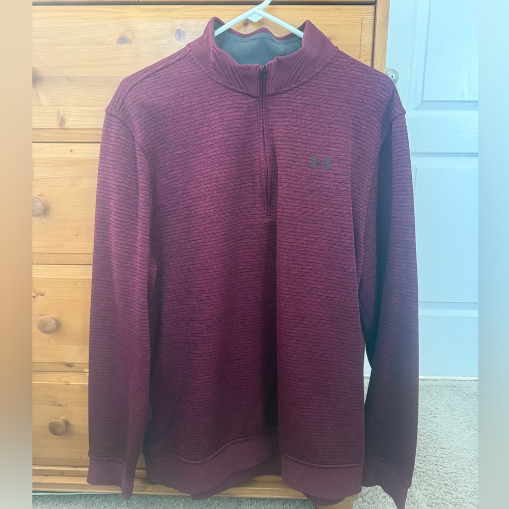 Under Armour Men's Maroon Quarter Zip-Up Sweater Fleece